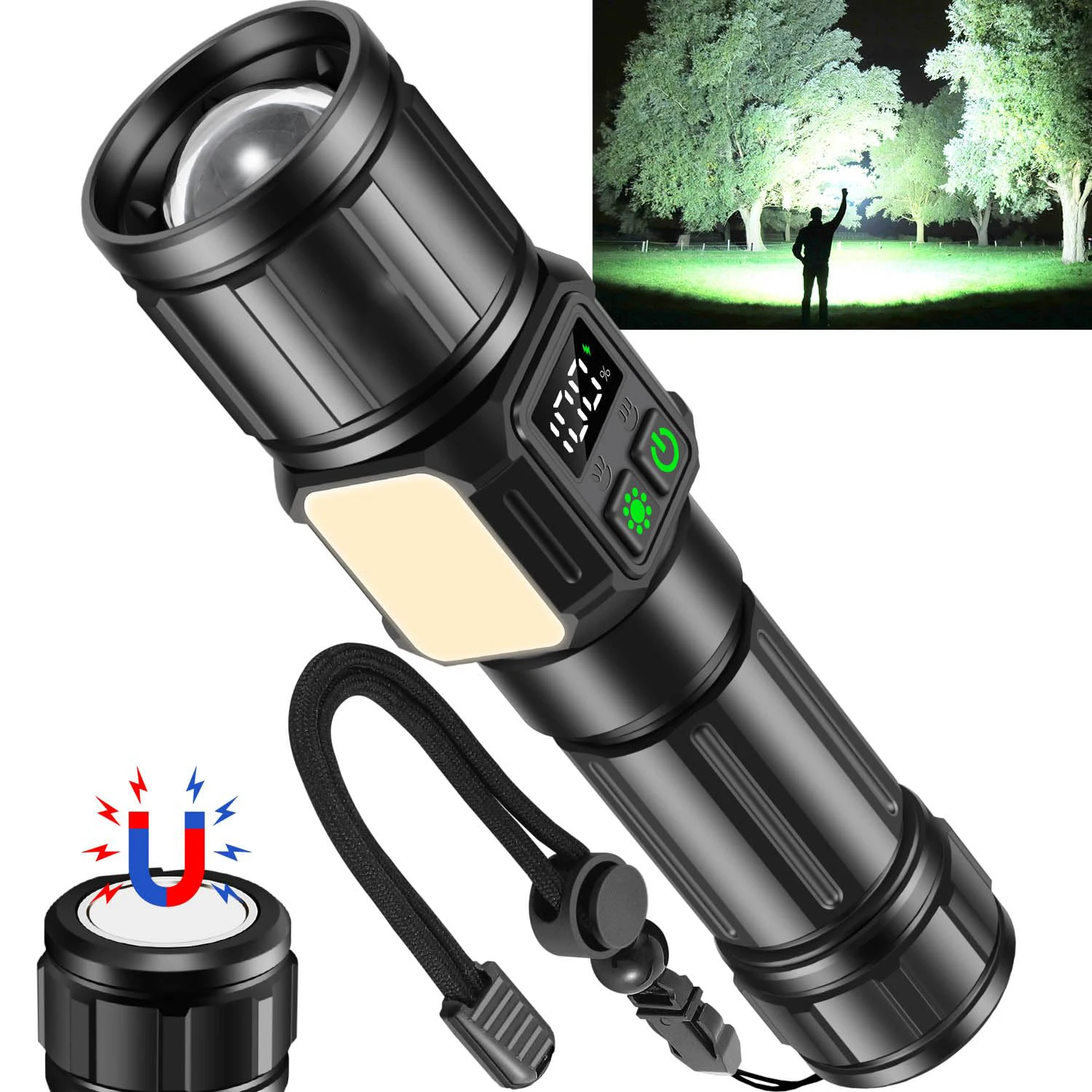 

Flashlights High Lumens, Rechargeable Flashlight 10000 Lumens with Magnetic, Bright Flash Light 9 Modes,Tactical Flashlight