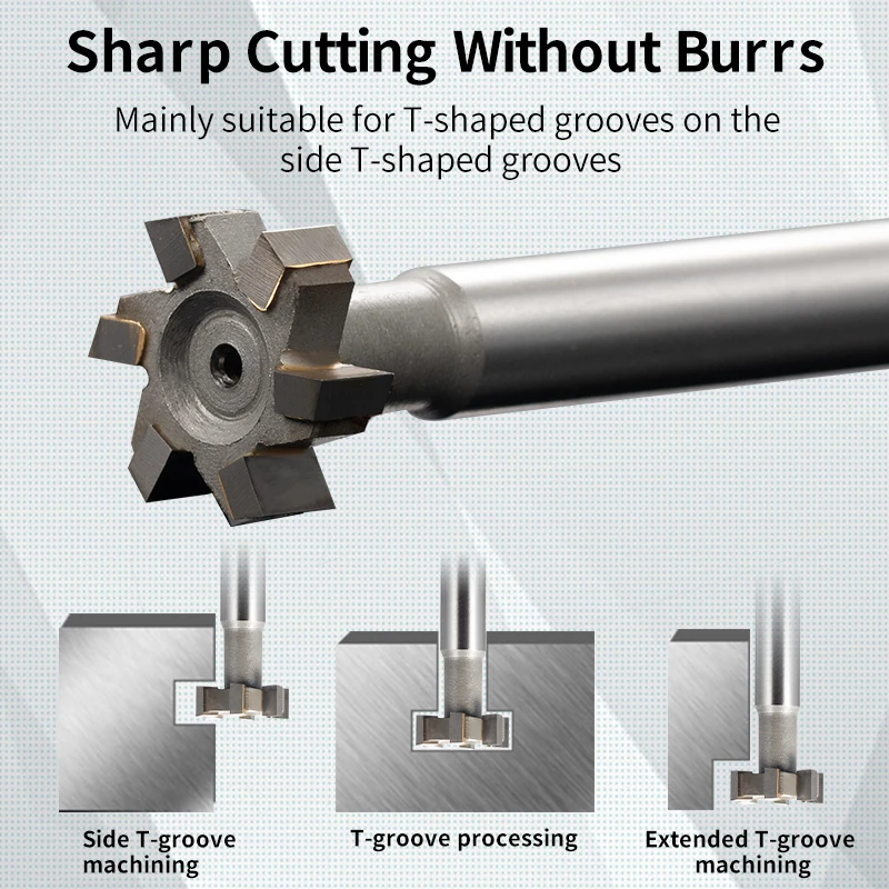 Tungstênio Aço T-Slot Fresa, Carboneto Alongar Cortador, Haste reta, Soldada Router Bit, Processamento, Espessura de 12-60mm