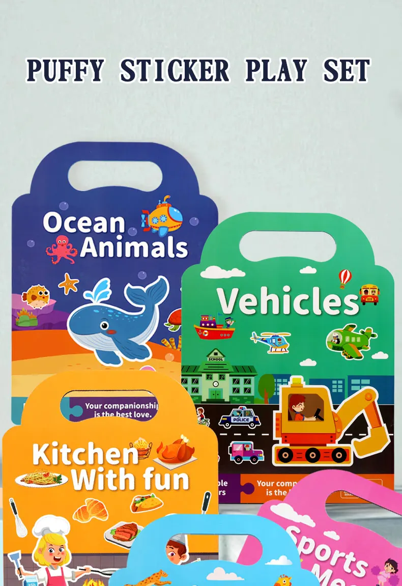 Kinder DIY Aufkleber Buch Blase Szene Aufkleber Gelee Paste Spielzeug Kinder Tragbare Wiederverwendbare Ruhig Beschäftigt Paste EIN Buch – Detail 1