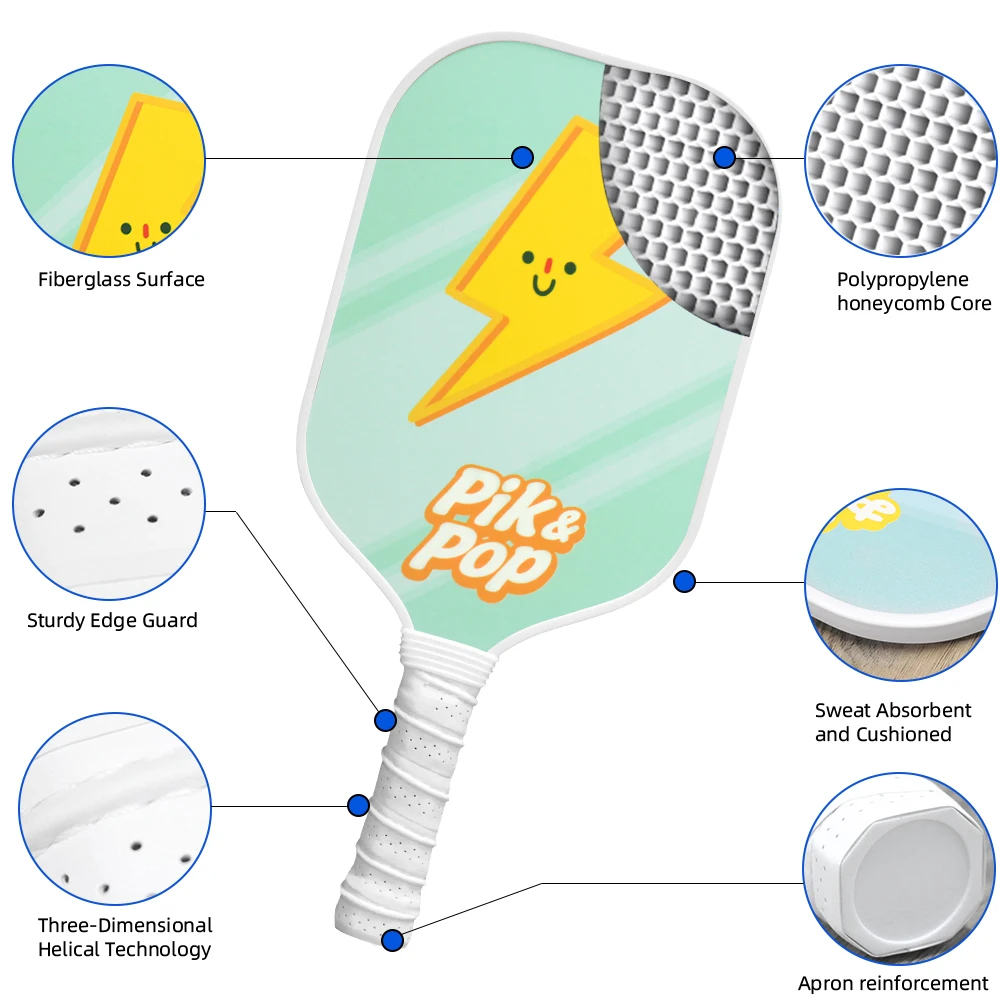 Pro Performance Pickleball Paddles (2-Pack) with Honeycomb Core for Ultimate Control & Power, Includes 4 Pickleballs & Portable