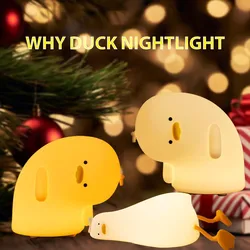 Cute Duck Table Lamp Led Nursery Nightlight Dimmable Rechargeable Bedside Mood Light for Toddler Baby Bedroom Birthday Gifts