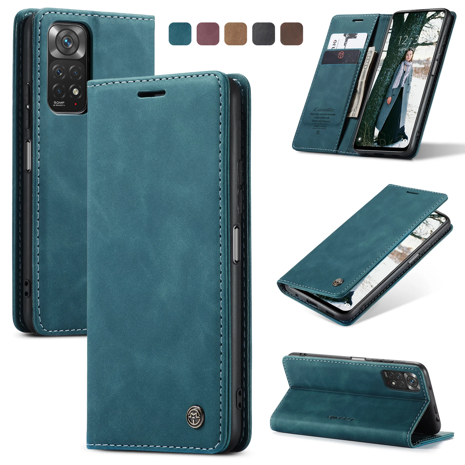 

Чехол CaseMe для XiaoMi 11T 11T Pro/Mi 11 Lite/Mi 11i/POCO F3/Роскошный кожаный чехол-кошелек на магните для Redmi Note 10/Note 10s/11PRO