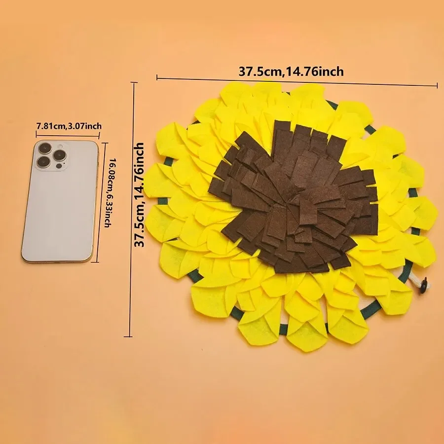 

Non-Slip Dog Snuffle Mat with Artificial Flowers, Washable Sunflower Design for Slow Feeding, Nosework Training, and Treats, Fea