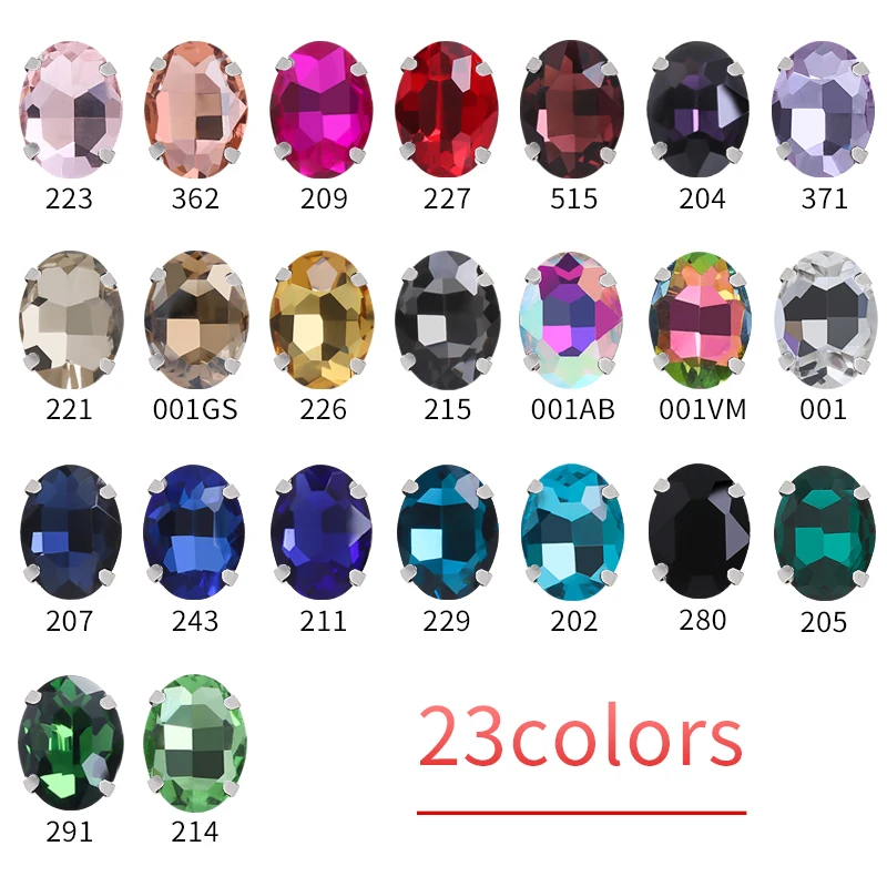 Oval Shape Glass Rhinestones With Claw Sew On Crystal Stone Sewing Accessories Diamond Beads For Clothes For Needlework