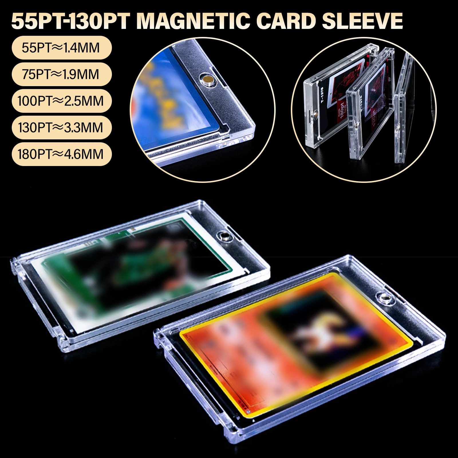 

10PCS 55-180PT Magnetic Card Holder Support Card Protectors Hard Plastic Sleeves Trading Display Case Sports for Yugioh Card