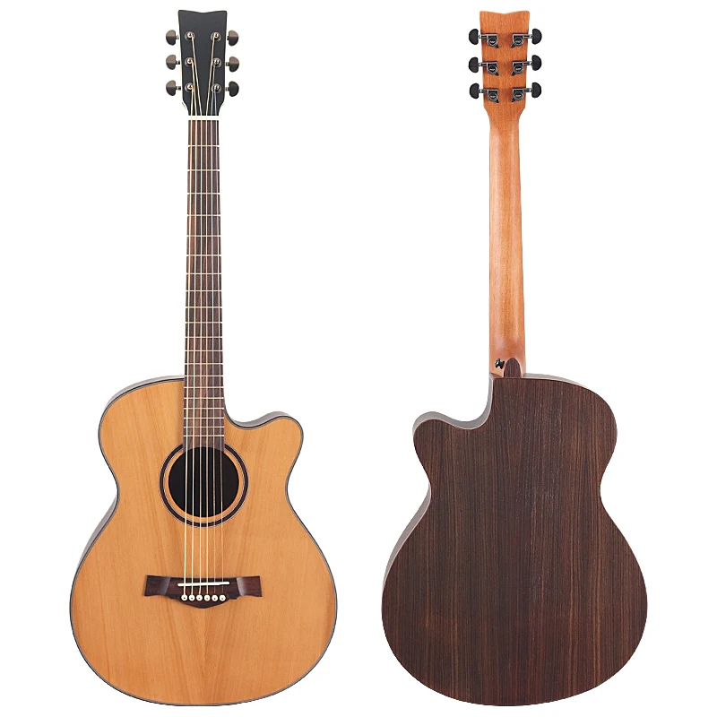 Matte Finish Acoustic Guitar 6 Strings 40 Inch Cutway Design Acoustic Guitar Solid Red Cedar Wood Top With EQ