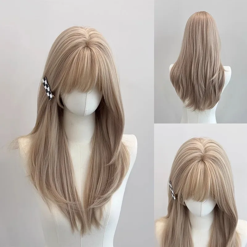 Pelucas frontales de encaje sintético Rubio blanco ondulado 13x4 peluca sin pegamento para mujeres uso diario pelo de fibra de alta temperatura Cosplay MISA