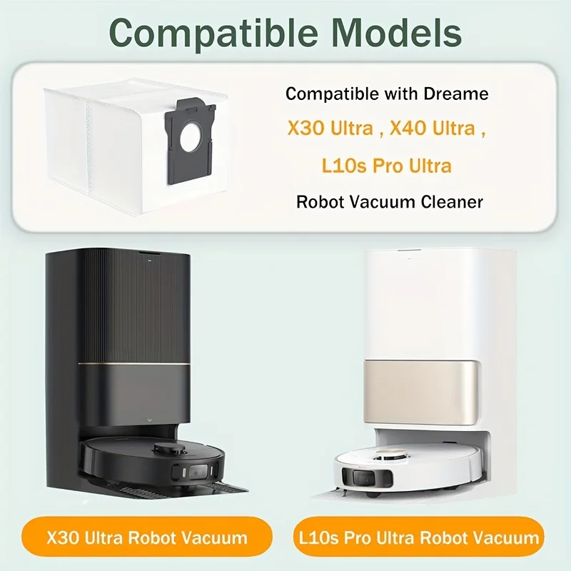 ถุงเก็บฝุ่นแบบใช้แล้วทิ้ง 5 ชิ้นสําหรับ Dreame X30 Ultra/L10s Pro Ultra/X40 Ultra หุ่นยนต์สูญญากาศอัตโนมัติ