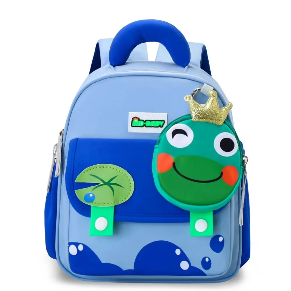 Animal Patterns Kindergarten School Bag Waterproof Adjustable Straps Cartoon Nursery Backpack Zipper Closure Large Capacity
