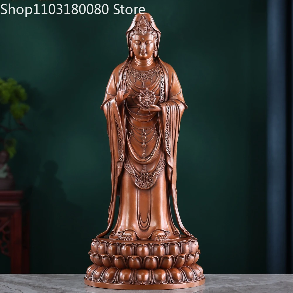 Резьба по красной меди, китайская статуя Будды Наньянь Гуаньинь (Богиня Милосердия), скульптура, 48 см, 38 см Резьба по красной меди, китайская статуя Будды Наньянь Гуаньинь (Богиня Милосердия), скульптура, 48 см, 38 см