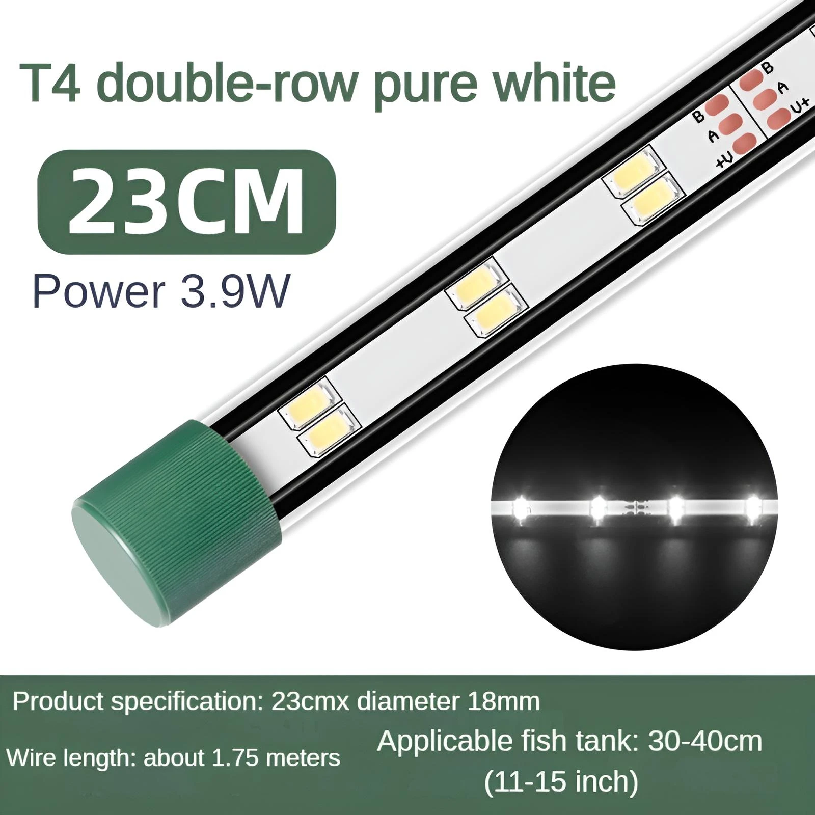 Ultra white Aquarium Light Energy Saving LED Waterproof Fish Tank Lamp T4/T8 High Brightness with Silicone Suction