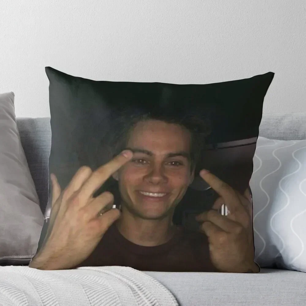 

dylan o’brien middle fingers Throw Pillow Decorative Cushions luxury home accessories Pillowcases pillow