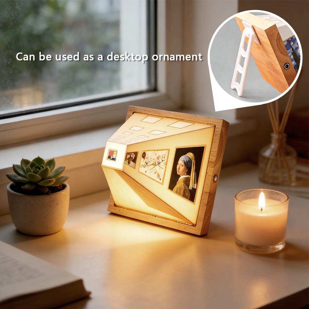 

3D Creative Visual Wood Night Light Naked Eye 3D Wall Lamp Modern Art Painting Lamp for Home Decor Bedside Desktop LED Lighting