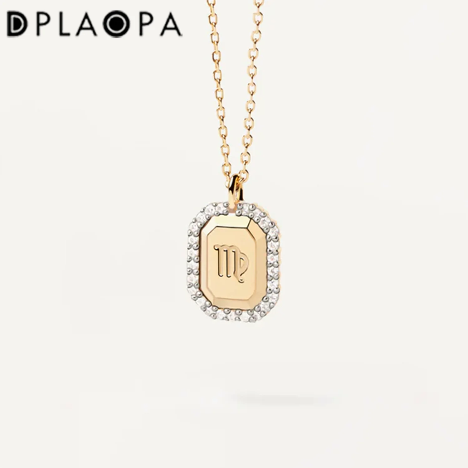 DPLAOPA Plata de Ley 925 Zodiacos Aries Gemini 12 colgante collar de cadena larga joyería fina gargantilla meses niñas regalo de cumpleaños