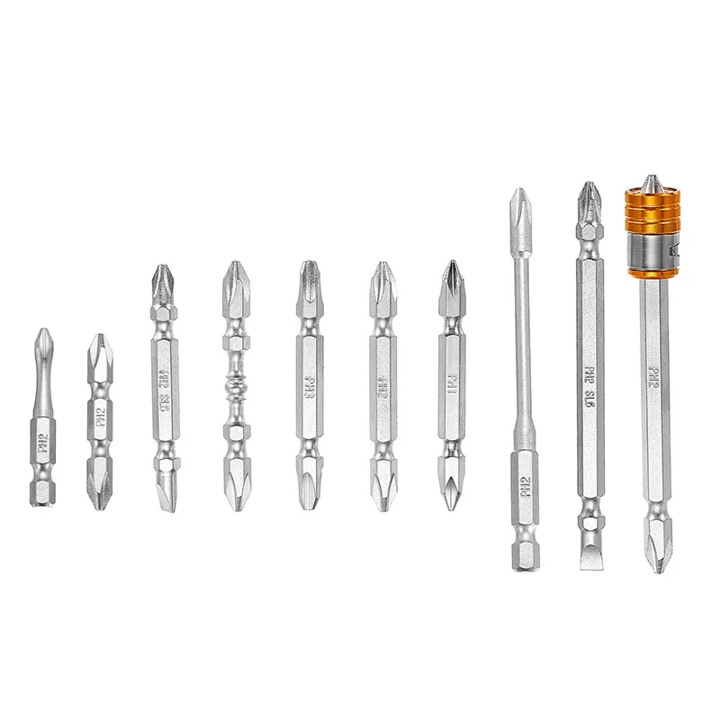 Ph1/ph2/ph3/sl6 double end chave de fenda conjunto bit com colar magnético removível 1/4 "hex shank s2 brocas de aço ferramentas manuais