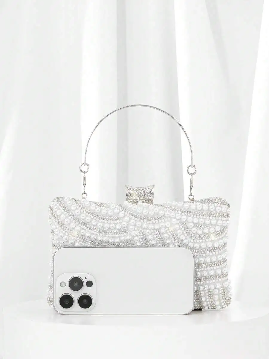Pearl And Beaded Clutch Bag For Wedding Party Evening Formal Occasion