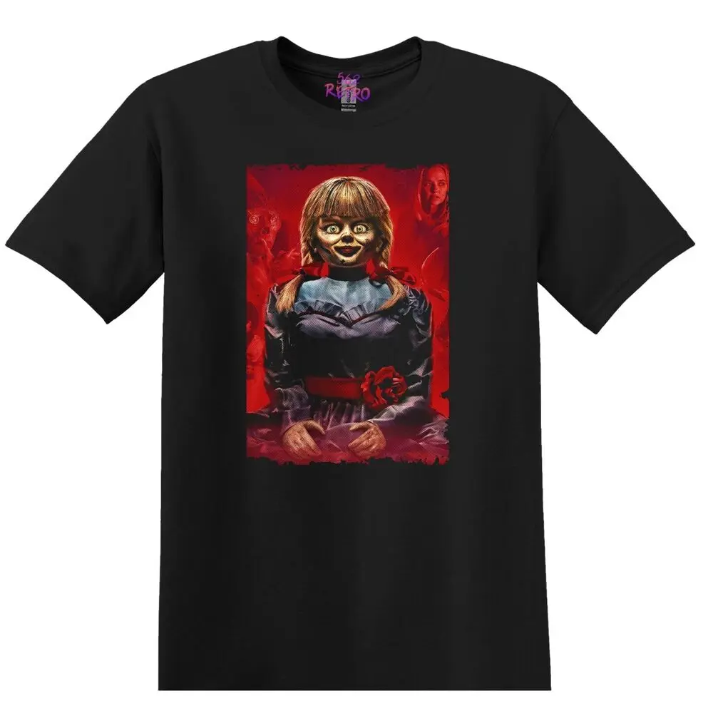 เสื้อยืดภาพยนตร์สยองขวัญ Annabelle S-3XL สีดำ