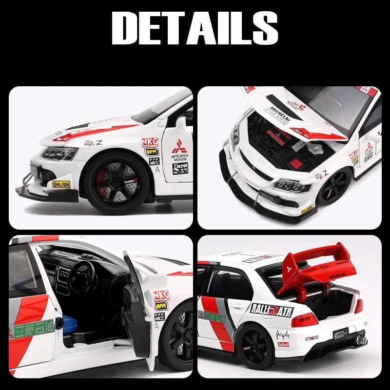 Diecast 1/32 Mitsubishi EVO Modello di Auto In Lega di Simulazione Giocattolo Collezione di Veicoli In Metallo In Miniatura Voiture Per Bambini Auto Giocattolo Regalo