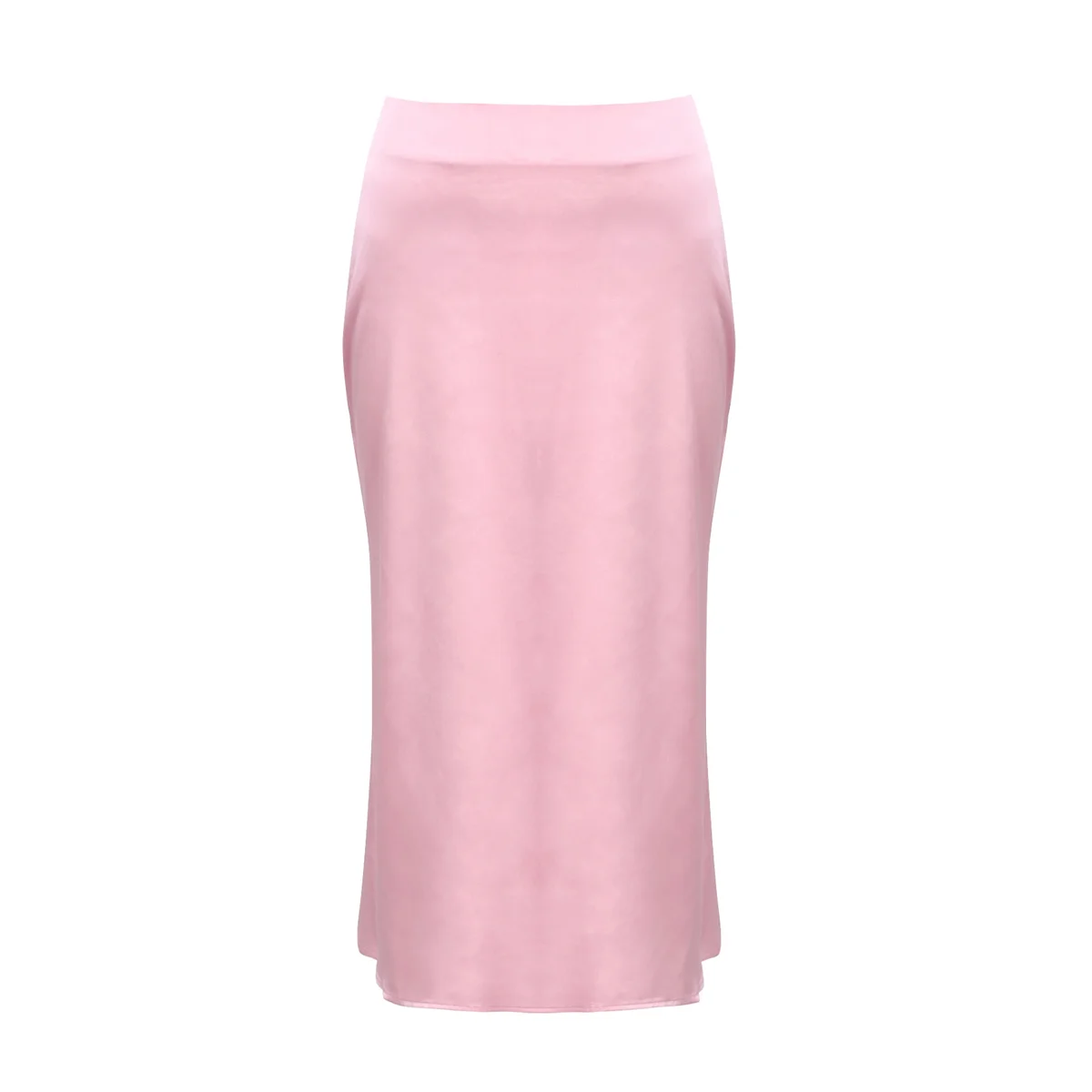 Women's Satin Mid Length Skirt Summer High Waist A Line Swing Skirt Elegant Casual Skirt XL Pink