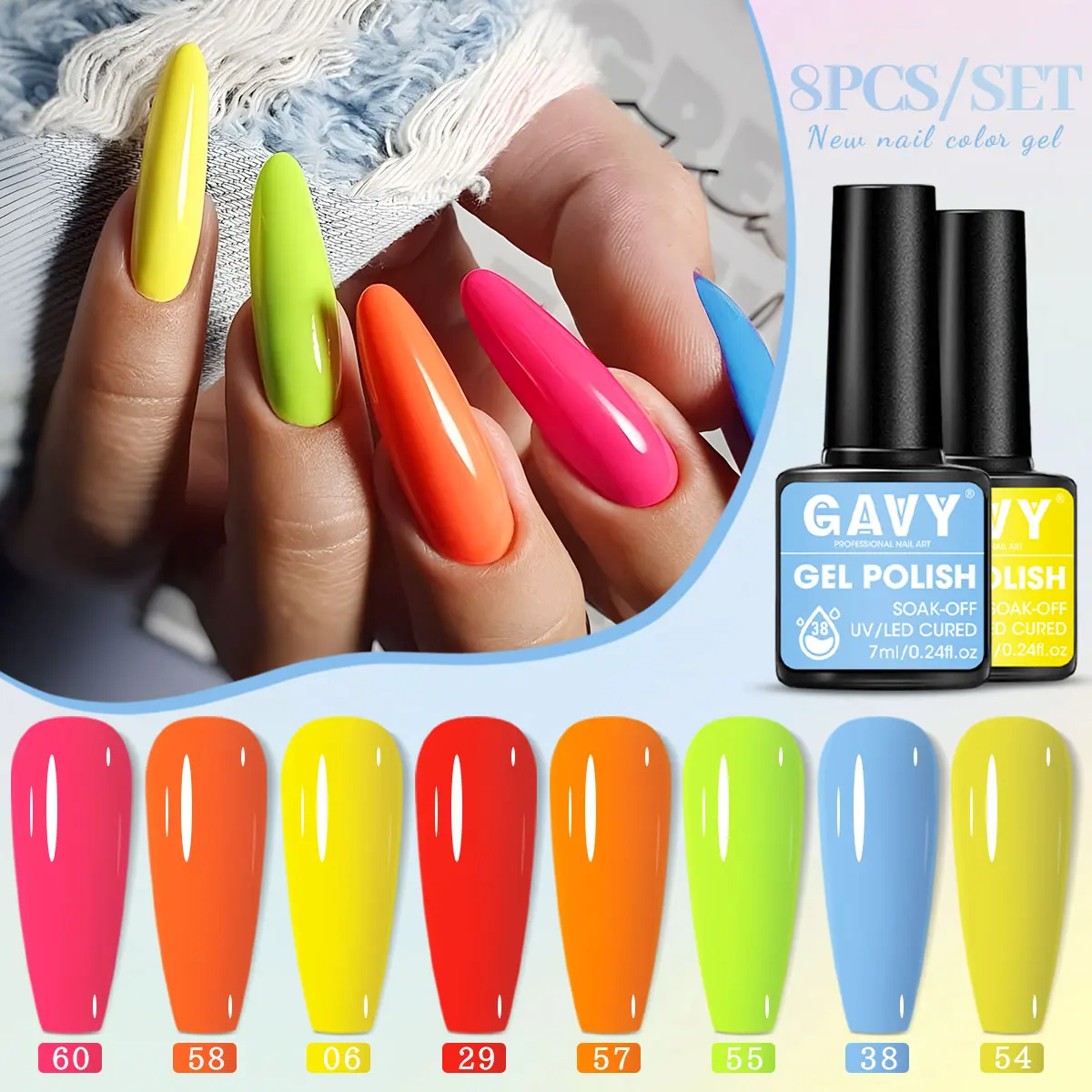 8-częściowy zestaw lakierów do paznokci w żelu - Klasyczne kolory, odpowiednie do lamp UV LED, łatwe do usuwania, półtrwałe, do użytku domowego i salonowego