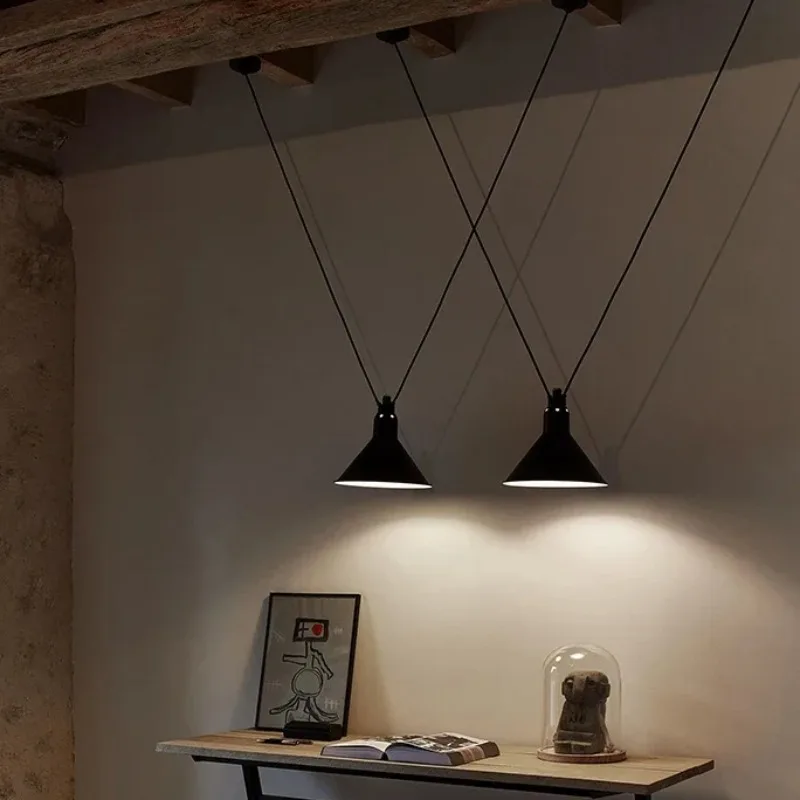 Lámpara colgante LED posmoderna, lámpara colgante larga de alambre de metal de diseño para restaurante, bar, lámpara colgante, lámpara de noche creativa