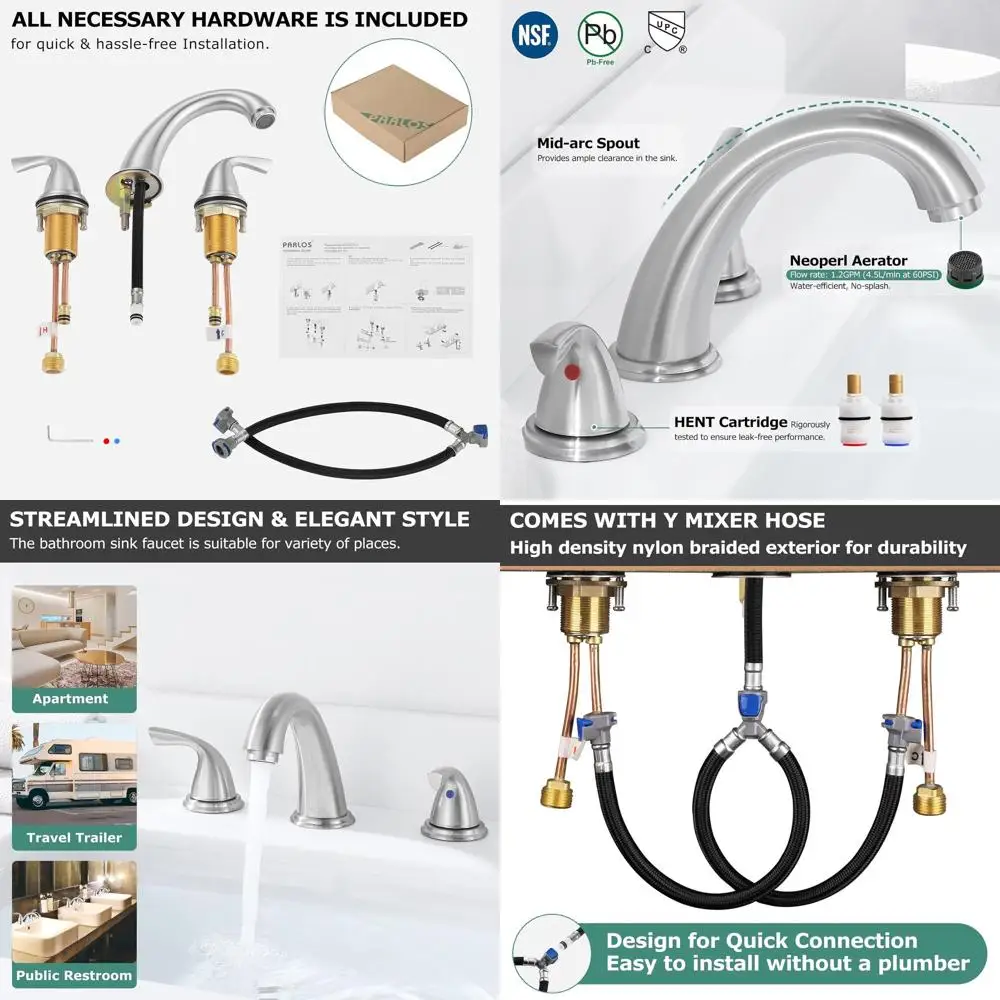 

8 Widespread Deck-Mounted 3-Hole Lavatory Faucet in Brushed Nickel