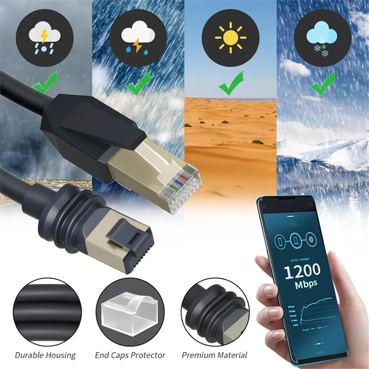 2026 NEW For V4 Mini Ethernet Cable RJ45 Waterproof CAT6 Short Circuit Protection 1200Mbps High-Speed Network Cable 5m