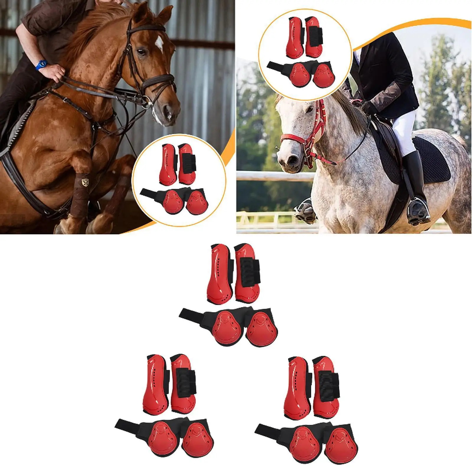 

4 Pieces Horse Tendon Boots Breathable Adjustable Open Front Fetlock Boots