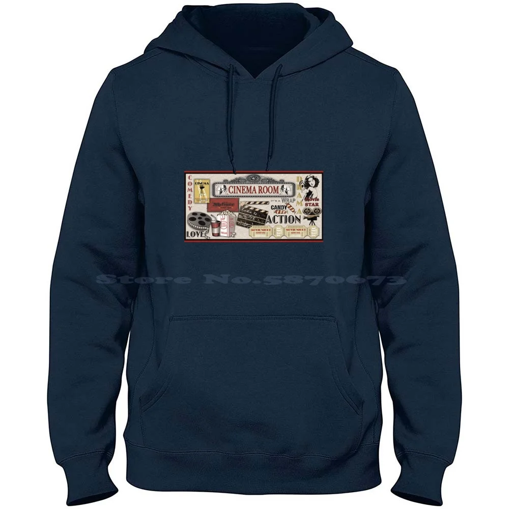 Cinema Room-Jp2209 Camiseta con capucha 100% de algodón puro, boletos de palomitas de maíz, cine en casa, sala de cine, películas, admiten un medios