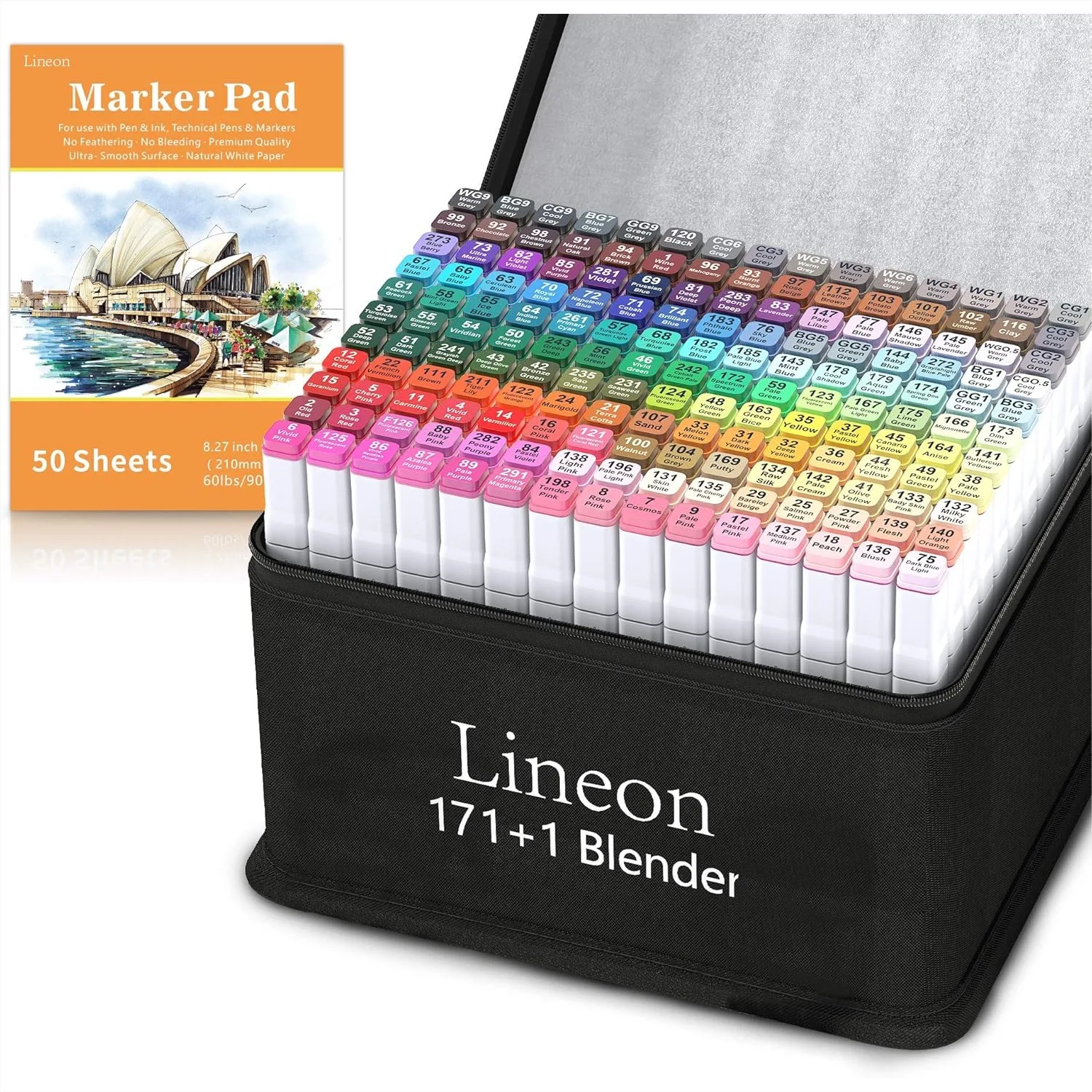 

Alcohol Based Dual Tip Art Markers, 172 Colors Permanent Marker Pens Plus Blender, Case, Pad - Perfect for Adult Coloring