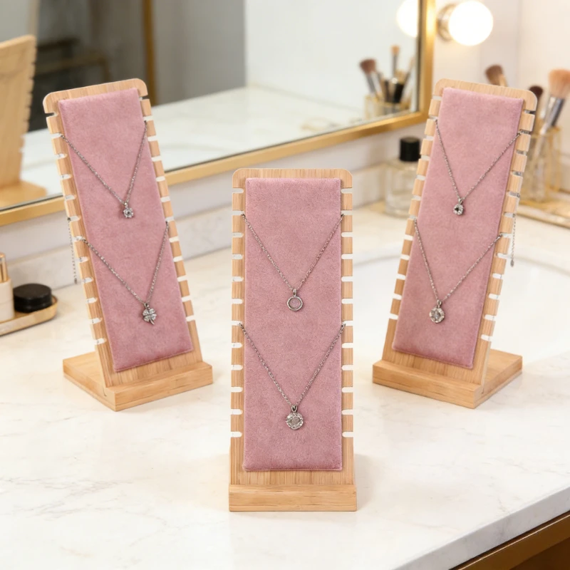 

1 шт. бамбуковая вертикальная подставка для ювелирных изделий, подходит для продажи ювелирных изделий и семейного демонстрации ожерелья.