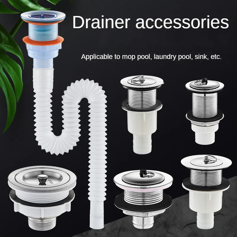 Kitchen Stainless Steel Sink Drain Filter Single Tank Drain Pipe Deodorant Wash Basin Sewer Drainer for Bathroom Kitchen Parts