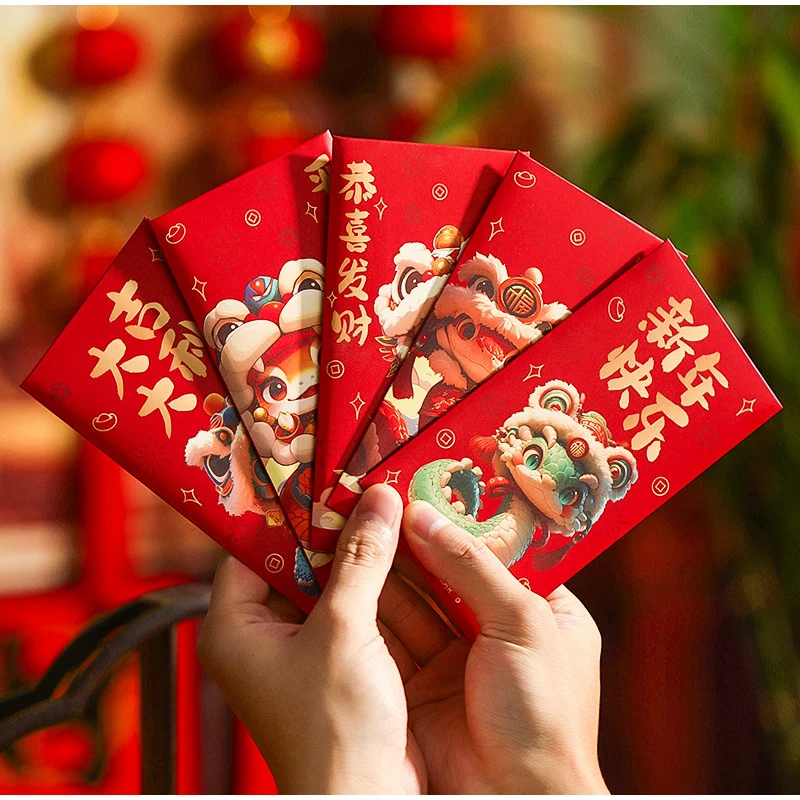 5/6/12/20 Pcs Chinese New Year Money Envelope Lucky Red Pockets 2025 Snake Year Red Envelope Spring Festival Marriage  Envelope