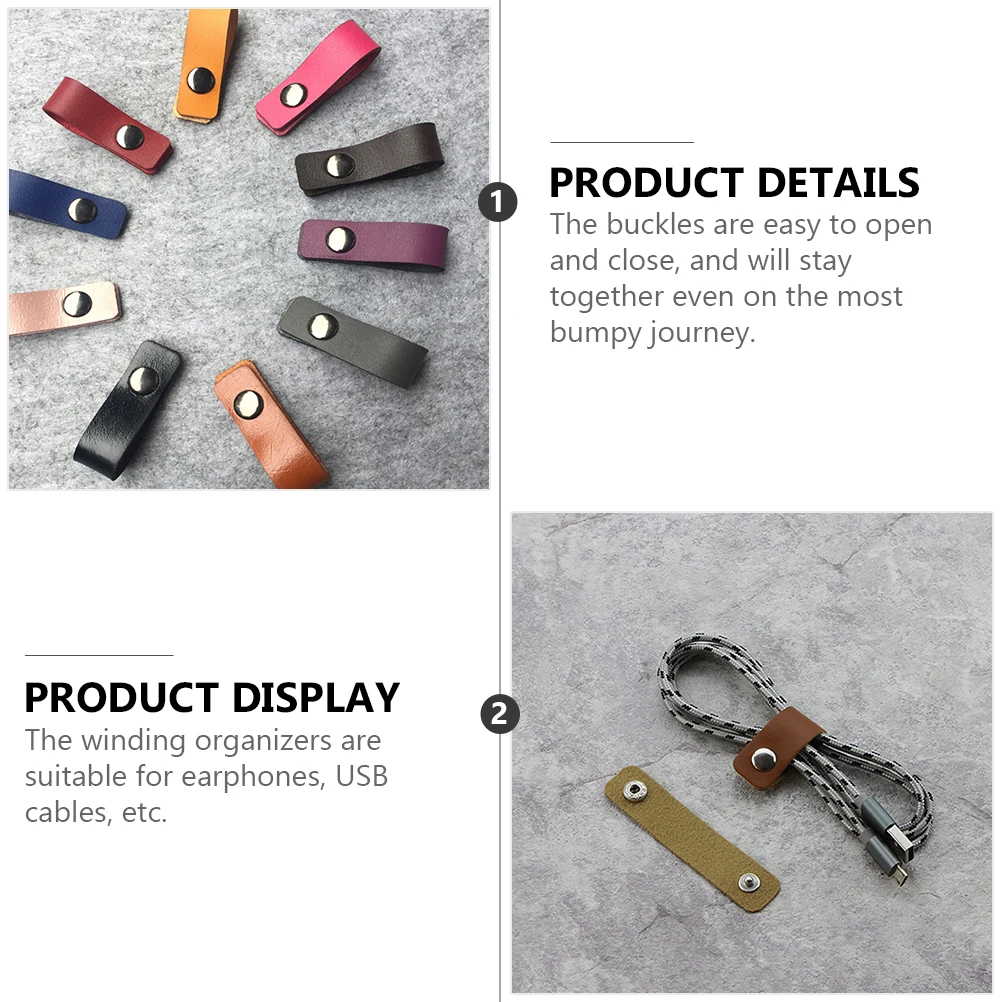 

20Pcs Lightweight Cable Organizer Superfine Leather Earphone Winding Manage USB Accessories