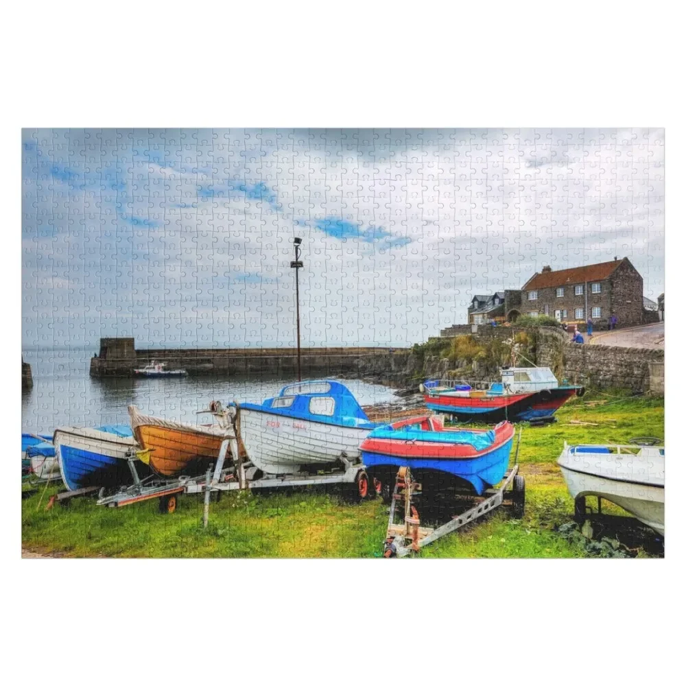 Craster barcos de pesca, Northumberland, Reino Unido quebra-cabeça brinquedos para crianças decoração de madeira pinturas quebra-cabeça