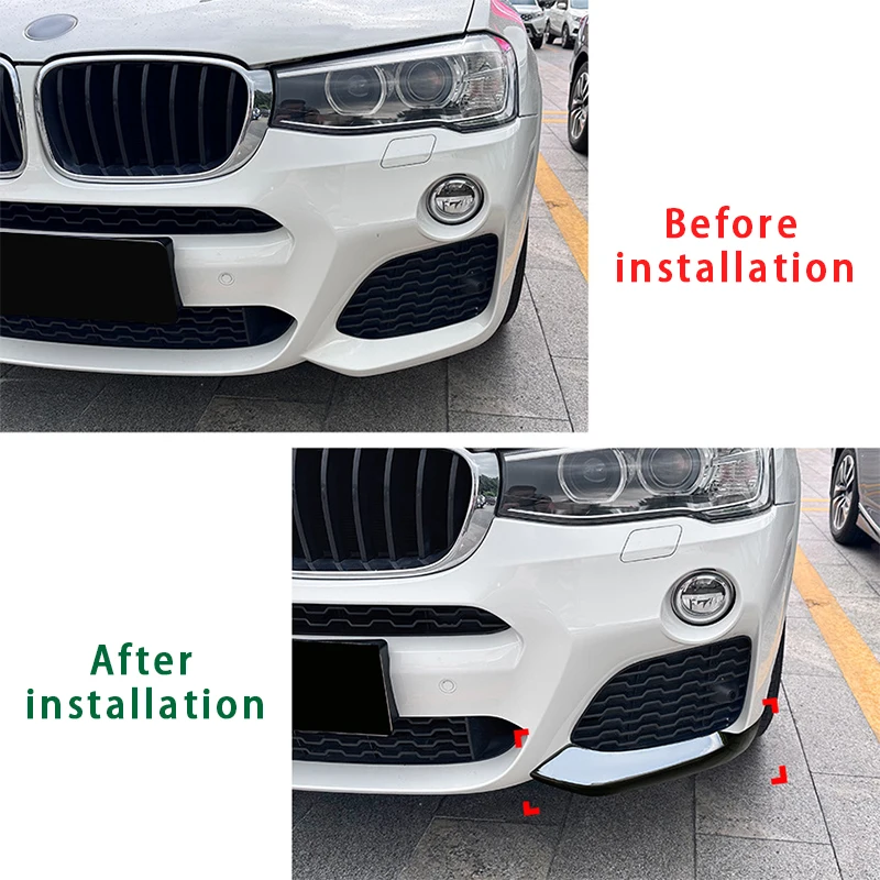 لسيارات BMW X3 X4 F25 F26 M Sport 2014-2017 المصد الأمامي المفسد ركن حامي Canard الناشر الفاصل الملحقات الخارجية #6