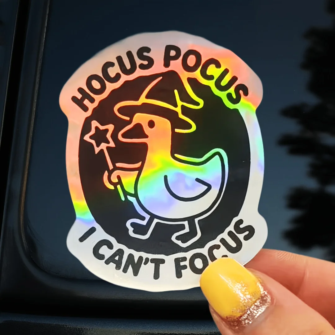 1Pc Black White Magic Duck Vinyl Decal, Funny Line Art Waterproof Sticker for Car, Laptop, Truck, Van, Water Bottle & Window