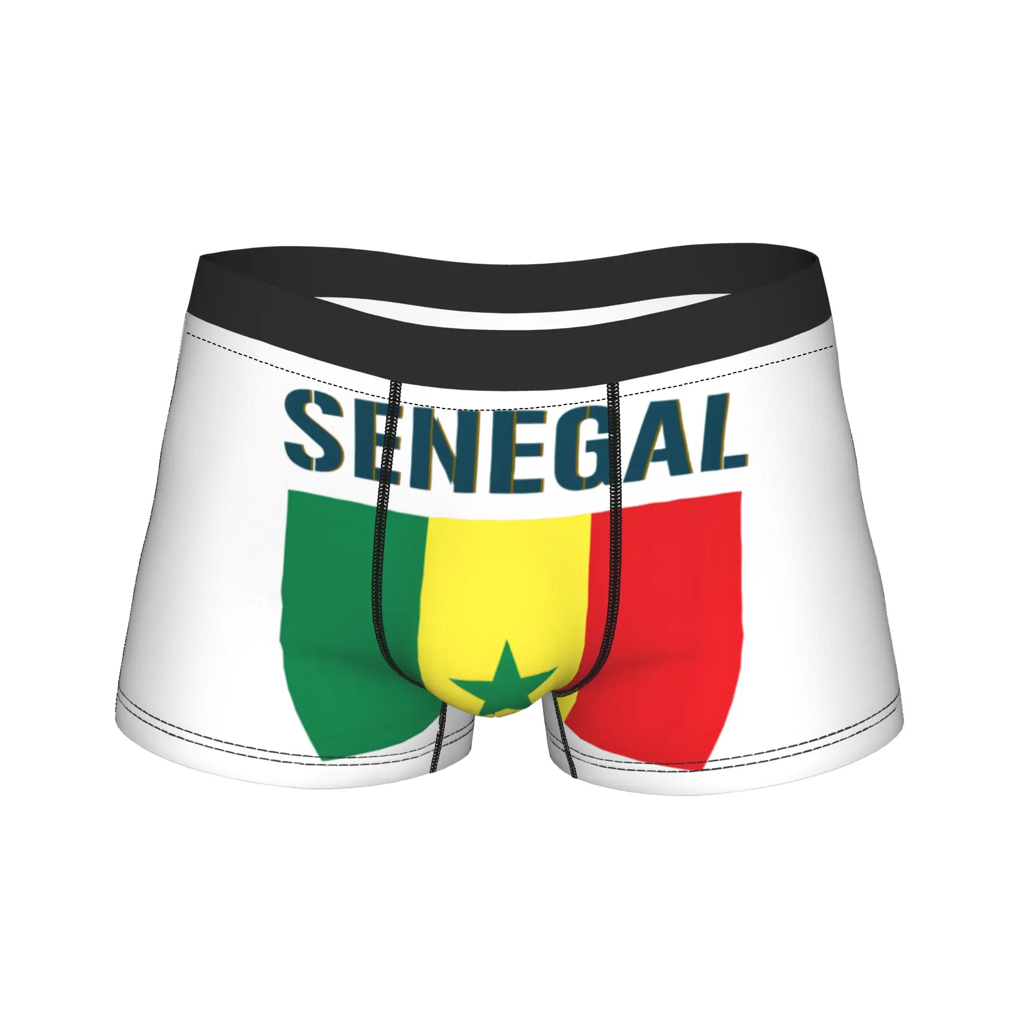 Senegal Flag Underwear  Funny Underpants Custom DIY Boxer Brief For Men 3D Pouch Plus Size Boxershorts