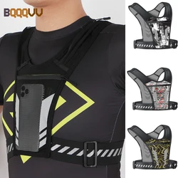 Reflective Running Phone Holder Vest for Men and Women, Jogging, Walking, Exercise,Gym, Workout, 1Pc Adjustable Strap Key Pocket