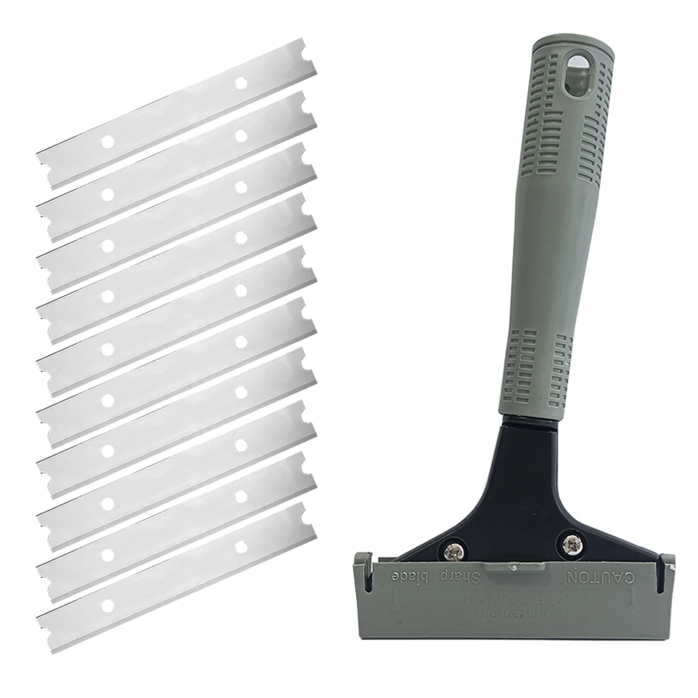 

Multifunction Glass Ceramic Long Handle Scraper 10Pcs Blades Glue Adhesive Cleaner Decal Remover Oven Cooker Cleaning Tool E29