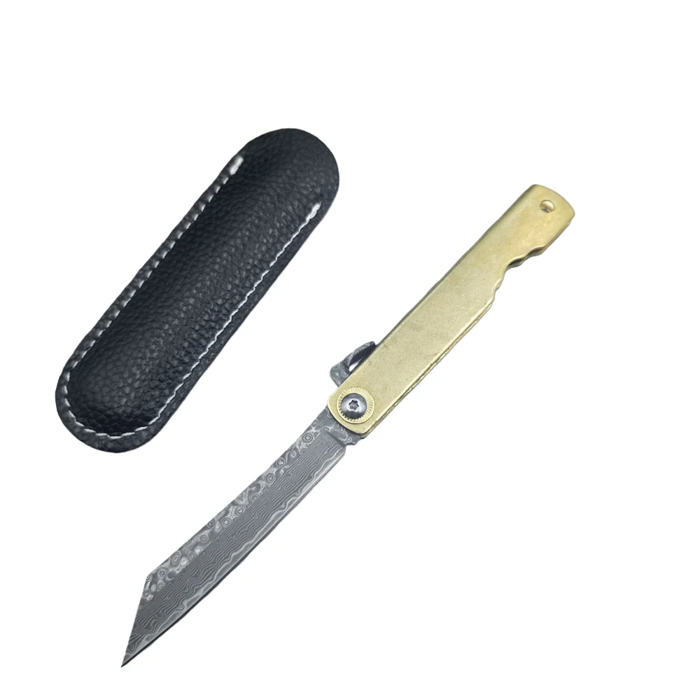 سكين جيب صغير قابل للطي، مقابض نحاسية بشفرة تانتو سكاكين فواكه للتخييم، أدوات البقاء على قيد الحياة، سكاكين الصيد، سكين حمل يومي #5