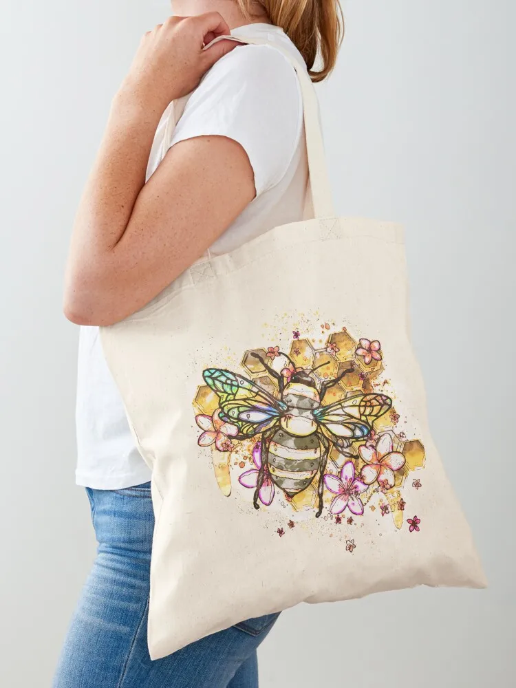 

Save the bees, flowers and honey watercolor style Tote Bag female bag Women's tote bag Portable shopping large size bags