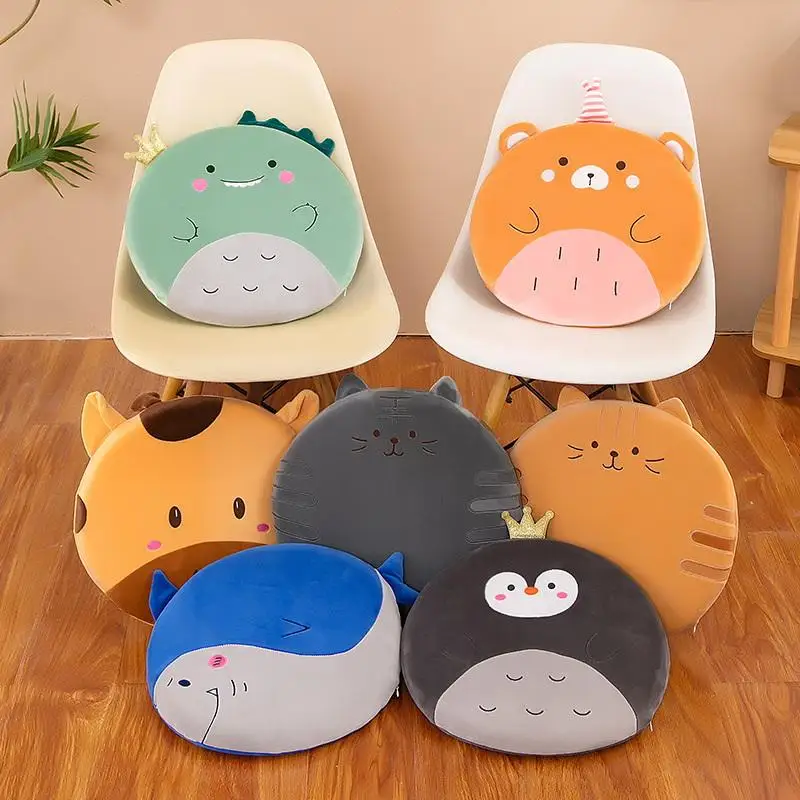 1Pc Abnehmbare Und Waschbar Butt Pad Cartoon Rebound Memory Foam Büro Stuhl Kissen Tier Runde Stretch Samt Sitzkissen