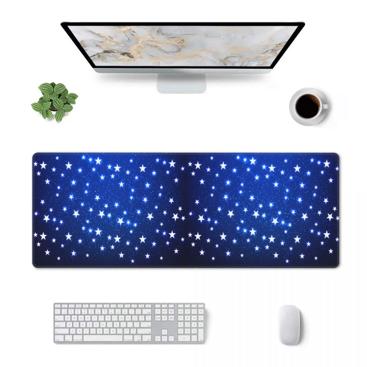 Large Mouse Pad Navy Blue Sky And Stars Print Gamer PC Laptop Mats Keyboard Carpet Computer Gaming Office Accessories Desk Mat