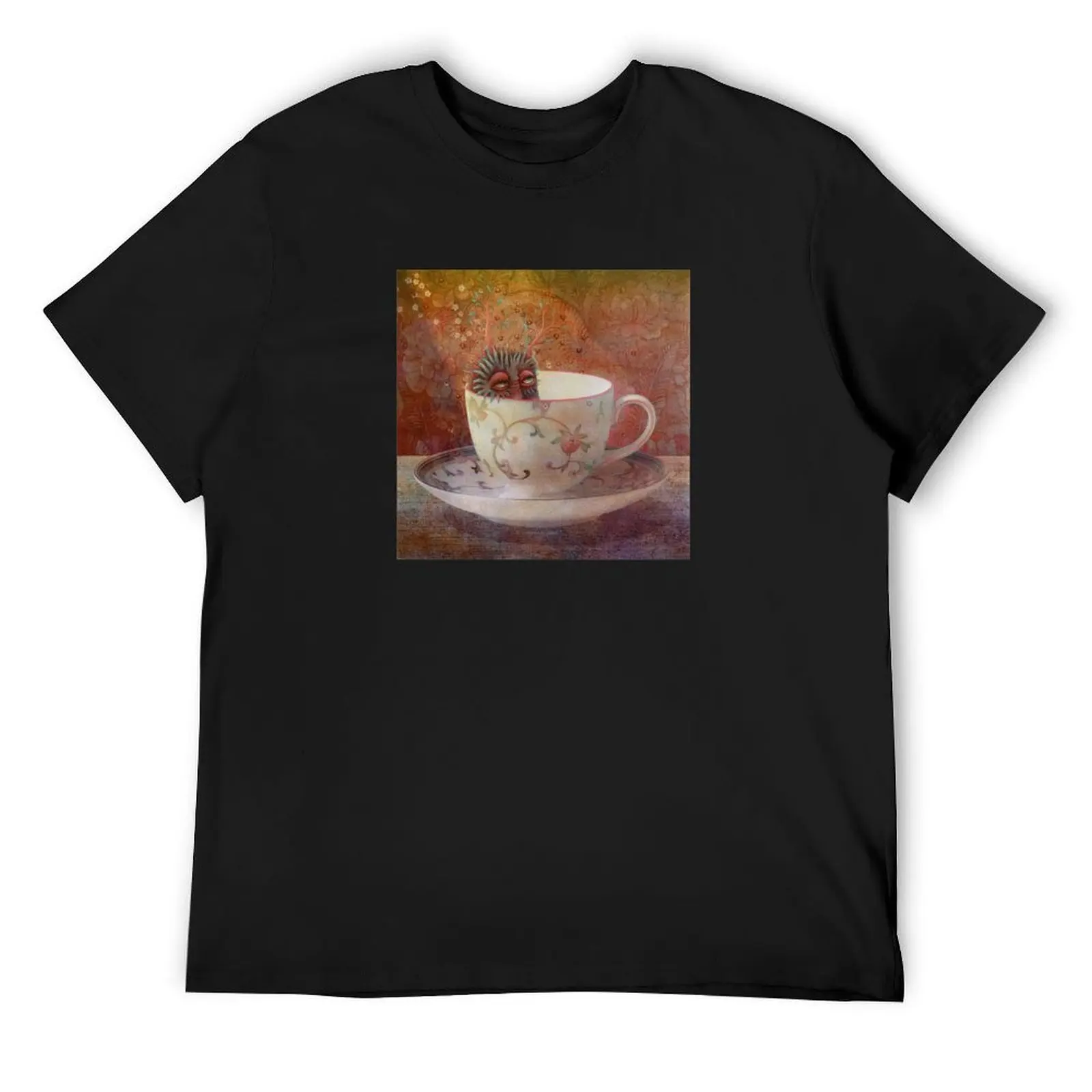 

Thoughtful Monster in a Teacup T-Shirt oversized vintage anime shirt rapper graphic tees Personalized t-shirt mens clothes