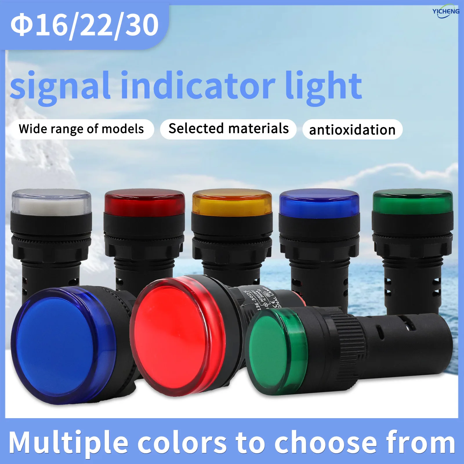 10pcs 20mA Energy Saving Indicator Light Mounting Hole Size 12mm/22mm/30mm LED Signal Power Indicator Light,DC/AC12V-380V