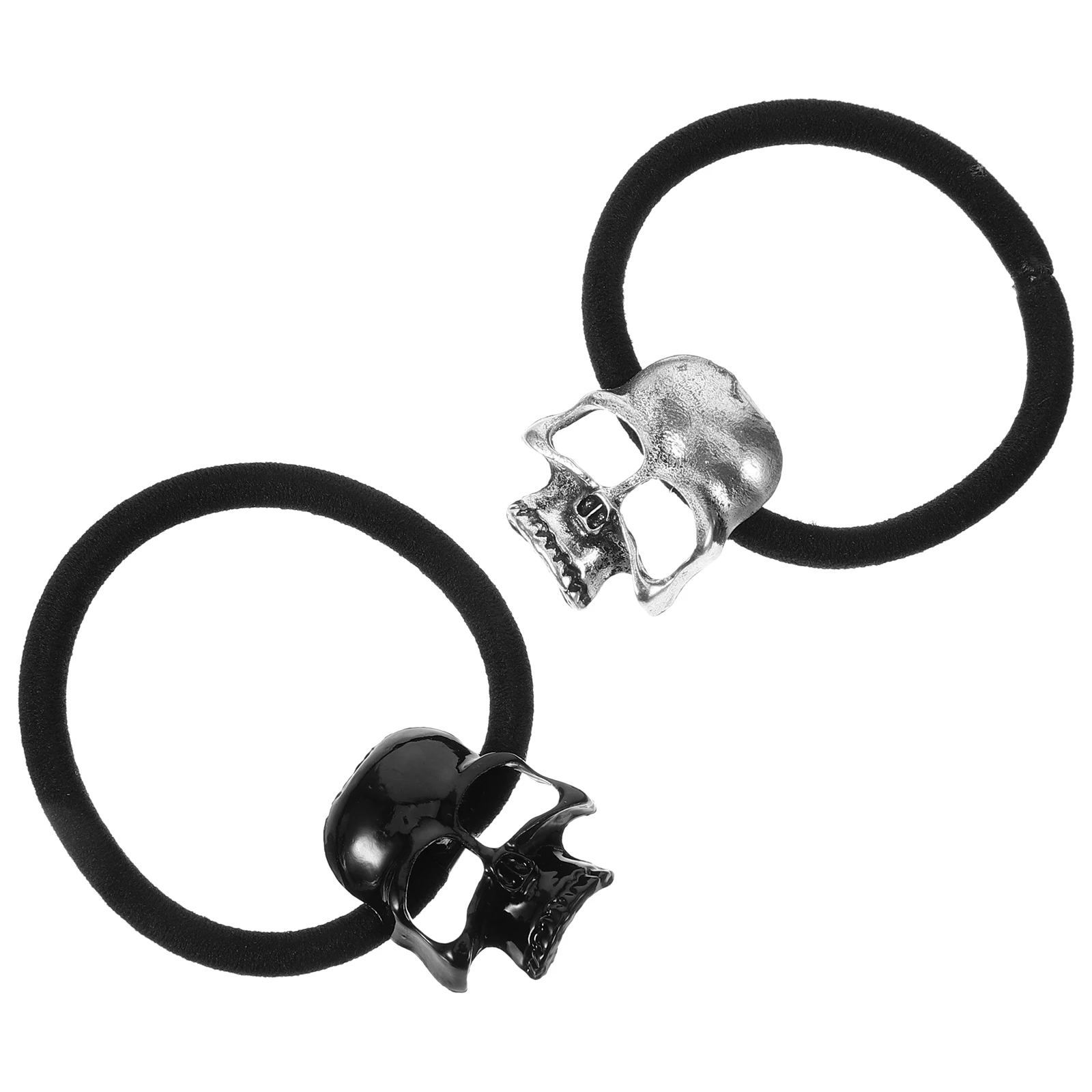 

4pcs Skull Hair Band Hollow Alloy Elastic Ties for Women Halloween Ponytail Holders Fashion Accessories