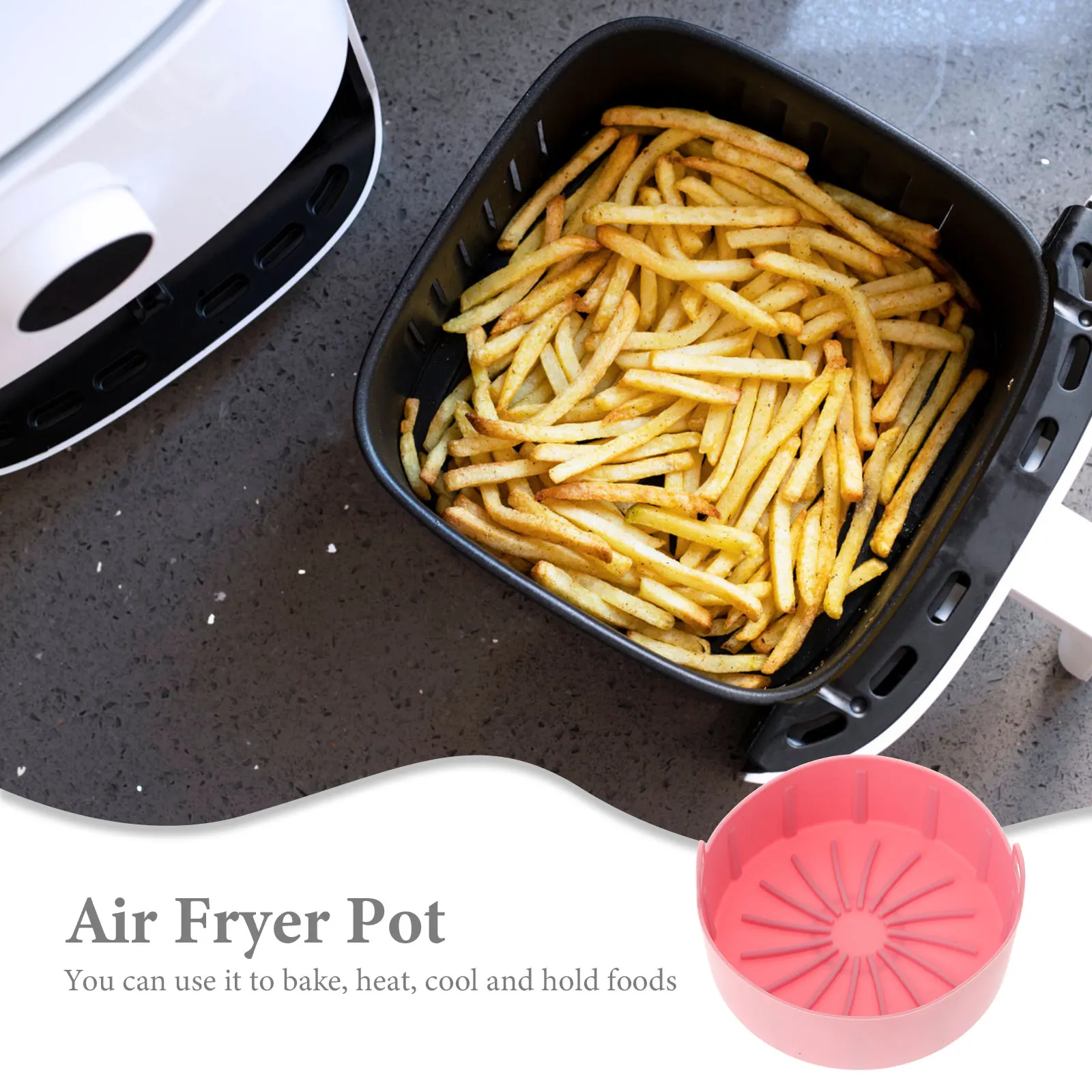 

Baking Basket Air Fryer Replacement Pan Silicone Food Oven Baskets Kitchen Gadgets Safe Non Slip Fruit Heating Container