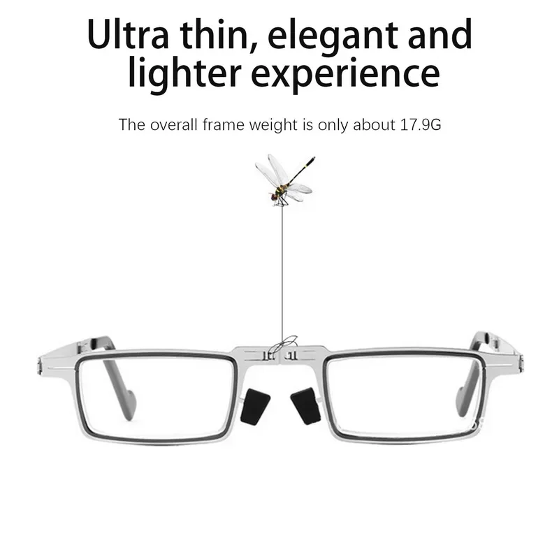 Anti-Blaulicht-blockierende, zusammenklappbare Lesebrille, bequeme Vollformat-Metallbrille für Männer und Frauen, HD, ultraleicht, tragbar – Detail 6