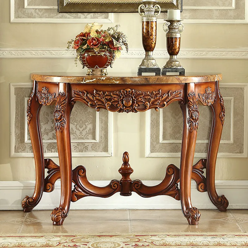 

Table high-end French villa entrance simple semi-round table decorative full